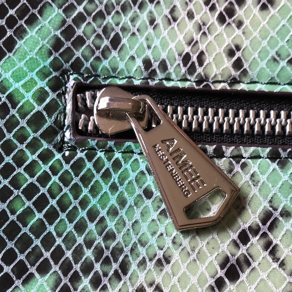 Aimee Kestenberg Green Snake Print Leather Clutch - Picture 6 of 12